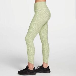 Calia Energize High Rise Crossover Hem 7-8 Leggings Yellow Leopard Print